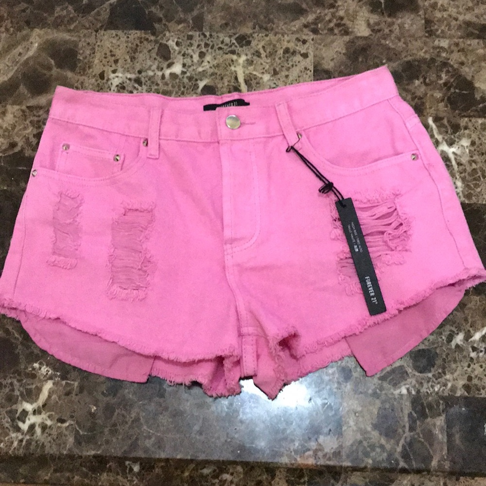 Forever 21 pink denim high rise shorts